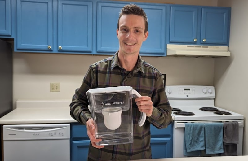 Brian holding the Clearly Filtered Pitcher