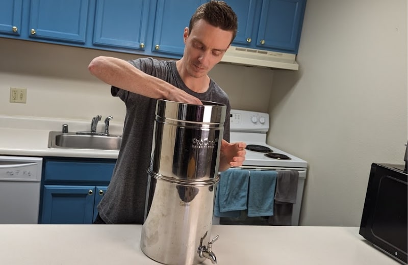 Brian installing the ceramic filter of ProOne+ Big