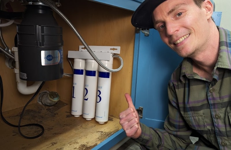 Clearly Filtered Under Sink Filter installed under Brian's kitchen sink