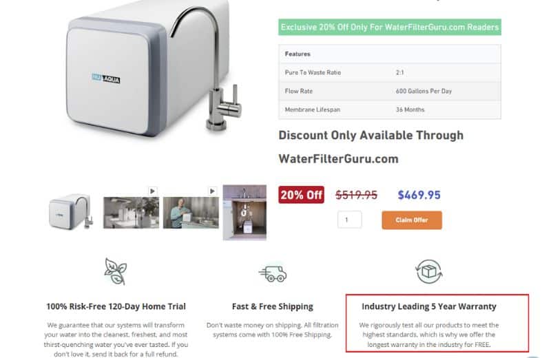 Screenshot of NU Aqua Testing Claims